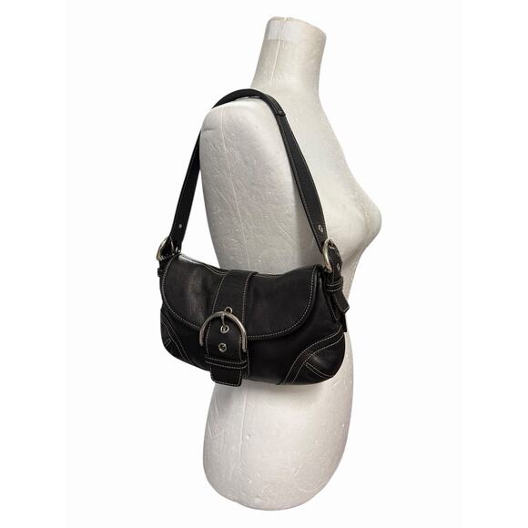 Y2K Coach HO50-9247 Small Vintage Black Soho Leather Shoulder Bag 90’s Silver - Picture 3 of 16